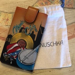 Anuschka Hand-Painted Leather Eye Glass Case- Music City- NWOT